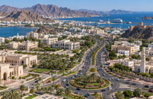 Palm-lined street in Muscat Oman