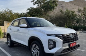 White Hyundai Creta 2025 compact SUV for rent in Oman